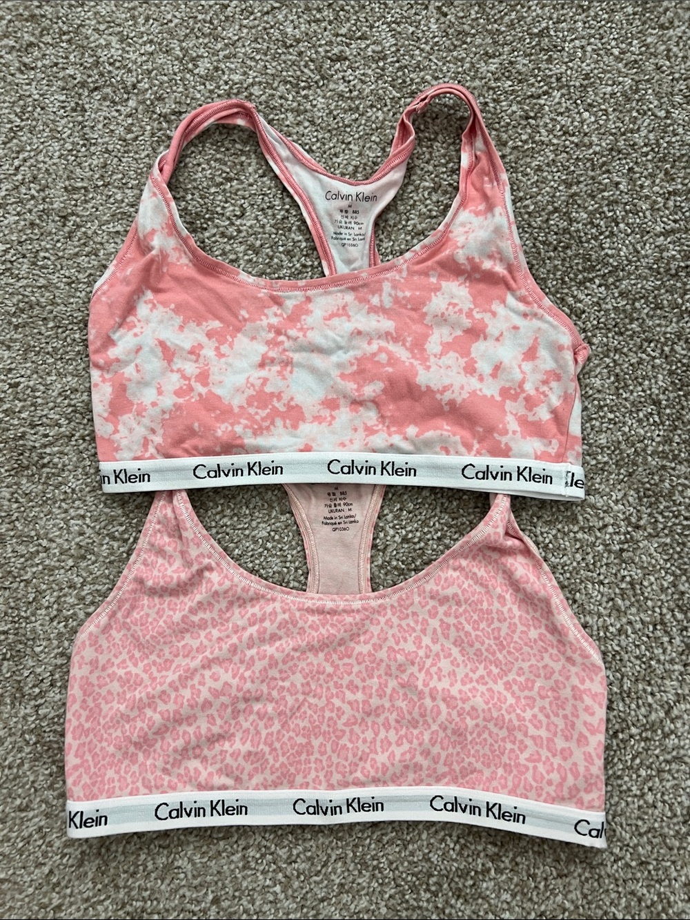 Calvin Klein Pink Patterned Racerback Bralette Duo